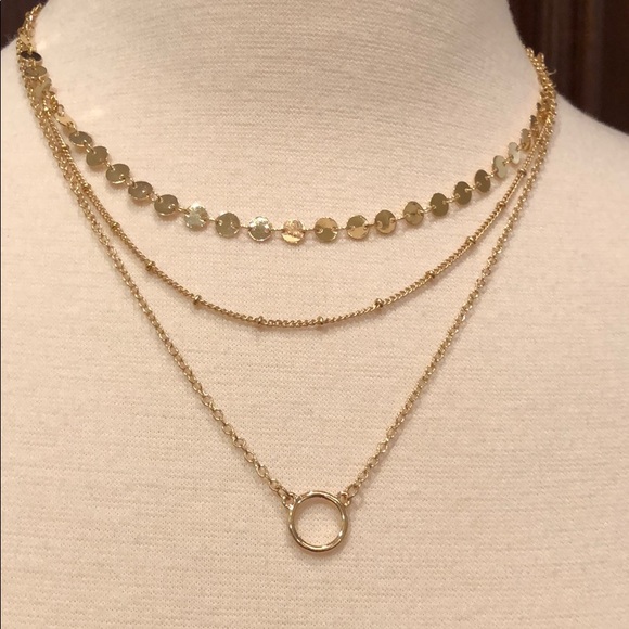 BaubleBar Triple Strand gold necklace - NIB - Picture 2 of 4